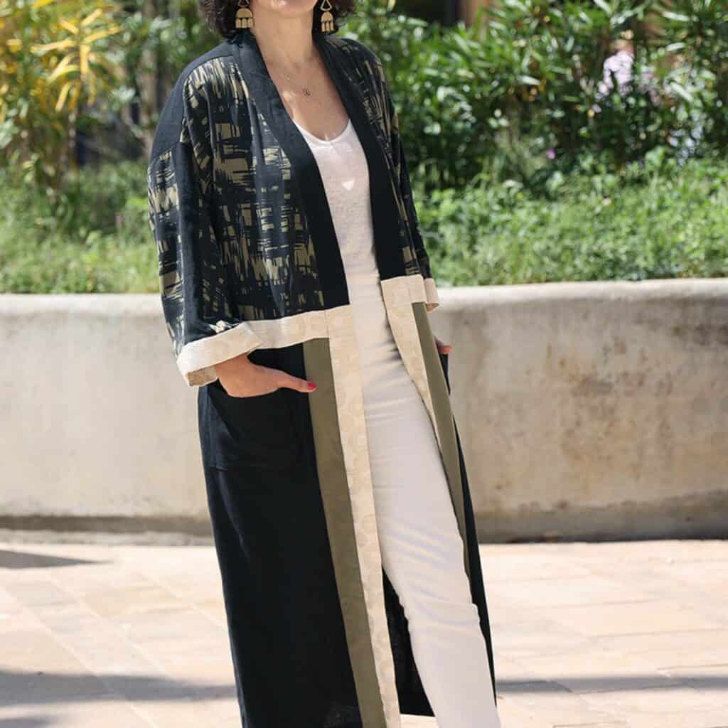 Collection KIMONO P7 :  kaki/noir/beige